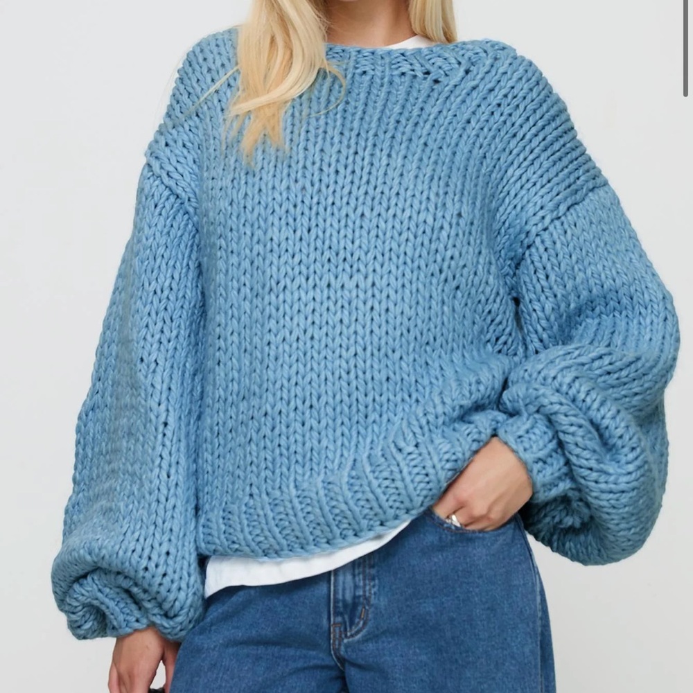 SOLD - Princess Polly Arrowtown Hand Knit Sweater in Blue NWT